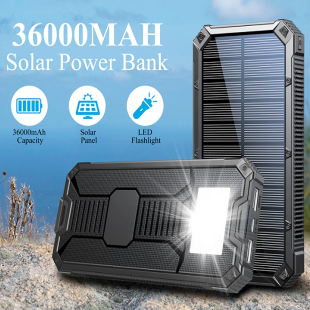 

Outdoor Portable Solar Charging Treasure 20000 MAh Ultra-large Capacity Mobile Phone Universal Waterproof Solar Power Bank