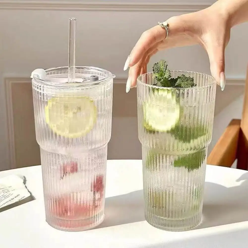 600ml Glass Drinking Jug with Straw and Lid High Borosilicate for Water Coffee Tea Transparent heat resistant coffee glass cup,heat resistant glass cup,glass water cup,glass cup