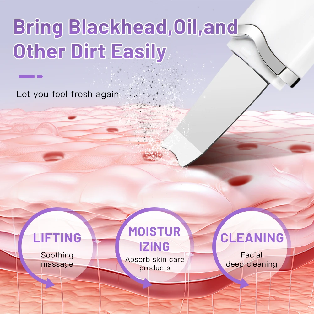 Ultrasonic Peeling Machine Skin Care Blackhead Remover Device Face Cleaning Pore Cleanser Facial Lifting Massager Skin Scrubber 3