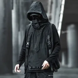 Trendy Functional Vest Harajuku Cargo Military Sleeveless Coats Men BF Loose Hooded Windproof Chamarras Para Hombre Techwear