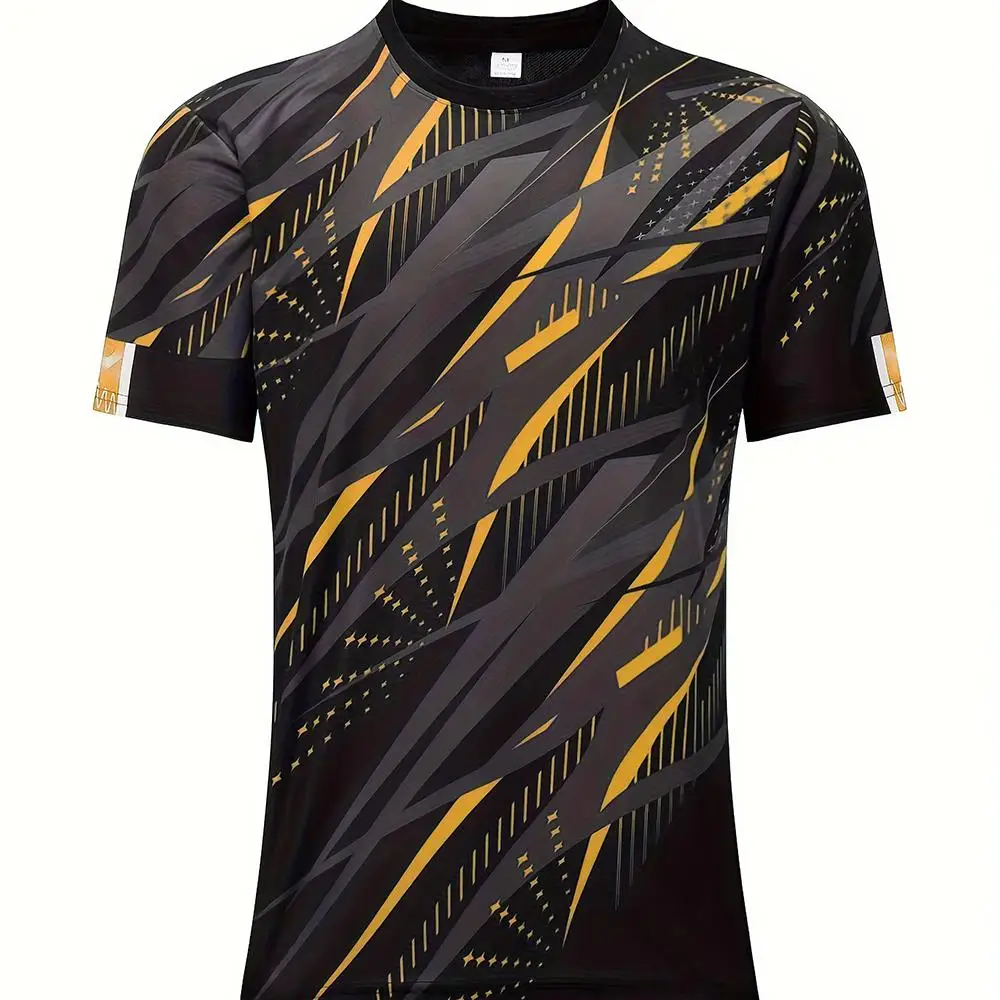 

Men's T Shirt Sports Running Pattern Short Sleeve Round Neck Football Sports T-shirt Men's Breathable Quick Drying Training Tops