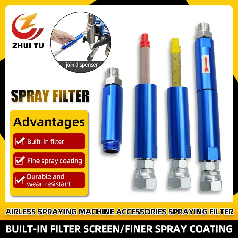 BlueAirlessSprayMachineFilterWithTwoConnectorJointAdapters