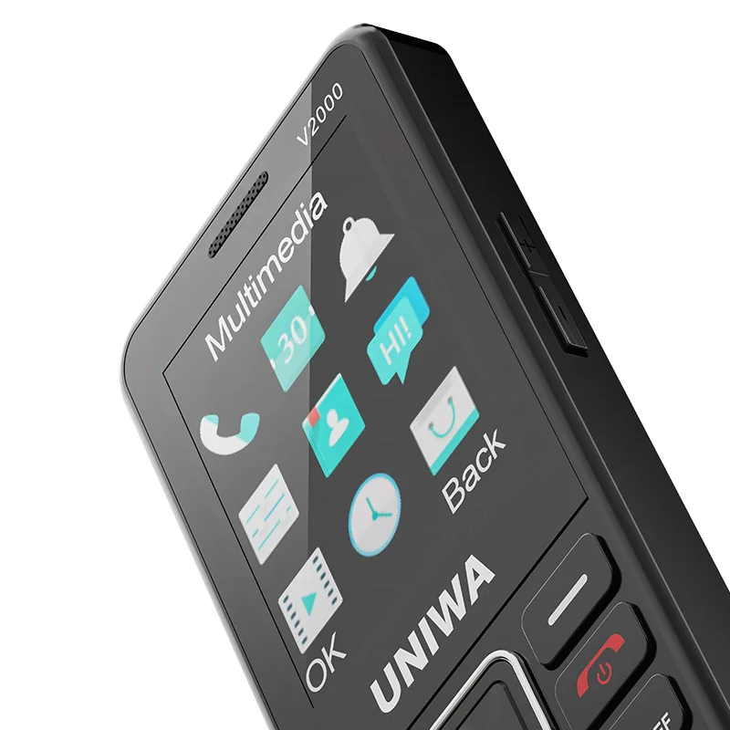 UNIWA V2000 Big Push-Button 4G Phone Dual Screen 0.3MP Camera FM Radio Keyboard 1700mAh Cellphone Support one click dialing 5