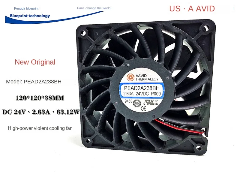 New Double Ball Pead2a238bh Max Airflow Rate 12038 24v2.63a 12cm Cooling Fan