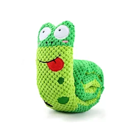 Interactive Indestructible Plush Snail Dog Puzzle Feeder Toy (Green 1)