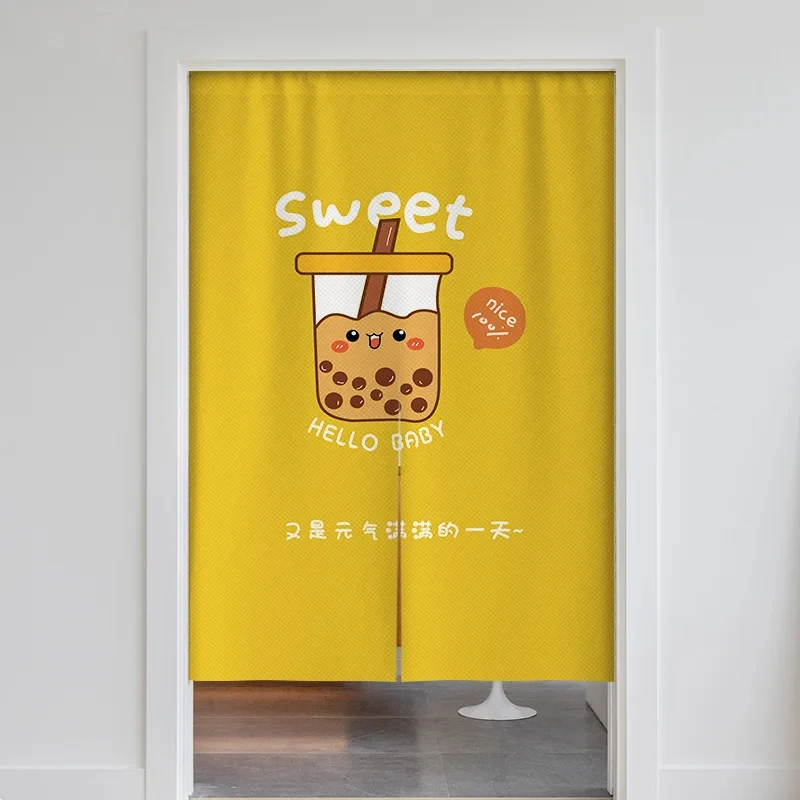 Milk Tea Shop Door Curtain Partition Noren Curtain Restaurant Kitchen Entrance Decoration Bubble Tea Linen Hanging Half-Curtain 6