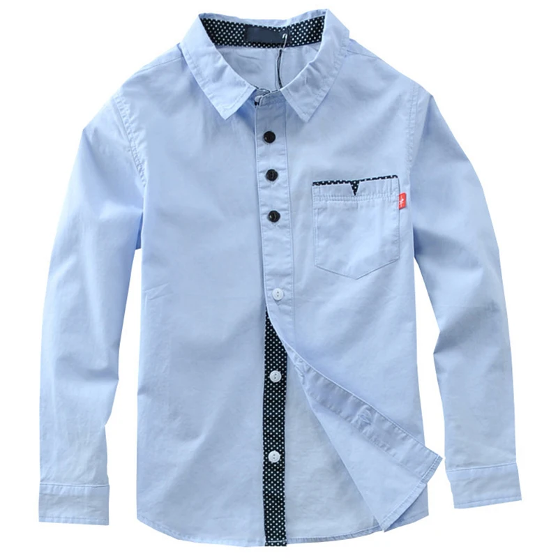 Children Boys Long Sleeve Shirts Cotton Solid Kids Clothing