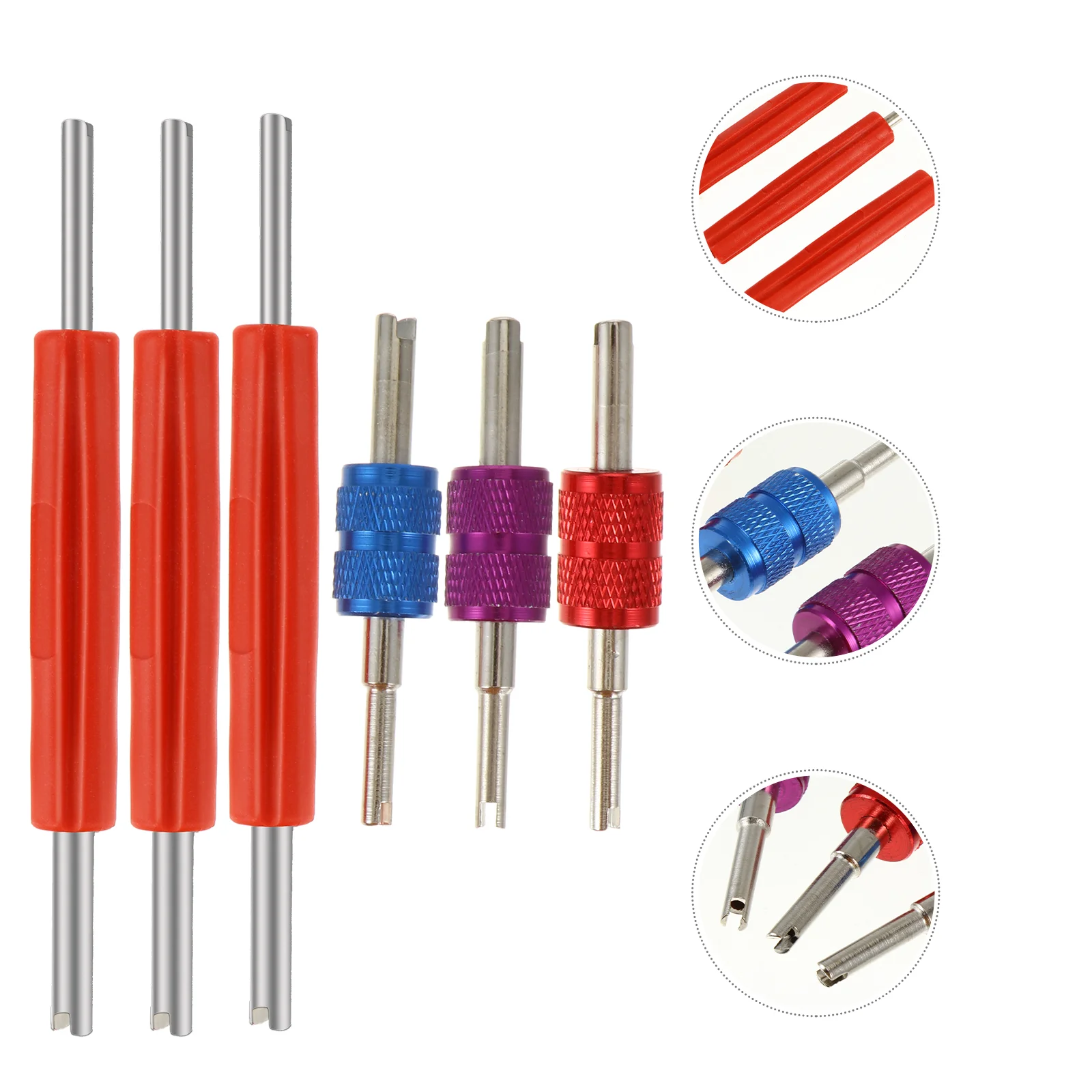 

6 Pcs Valve Removal Tool Tyre Core Tire Repair Dual Head Puller Abs Rubber Remover Conditioning Spool Detach