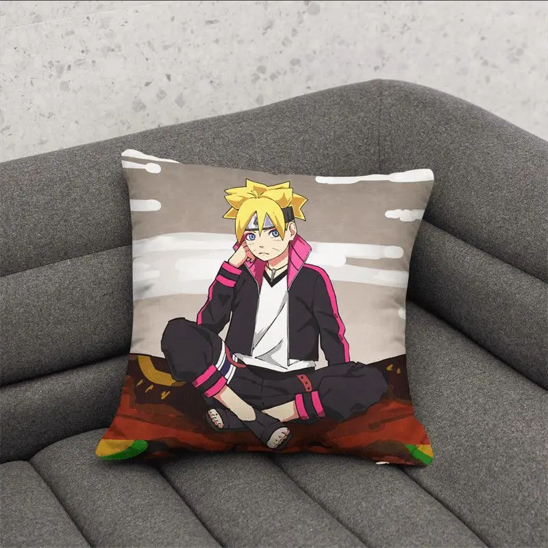 Funda de almohada con figura de anime Naruto, funda de almohada con estampado de dibujos animados de Kakashi Sasuke, almohada para sofá o coche, decoración del hogar, regalos navideños para niños