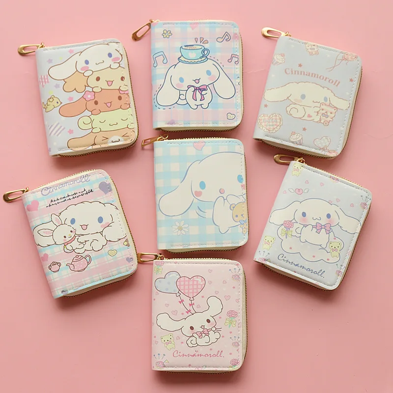 Sanrio Cinnamoroll Wallet New Fashion Cute Small Fresh Printed Coin Purse Anime Cartoon Female Student Short Zipper Wallet