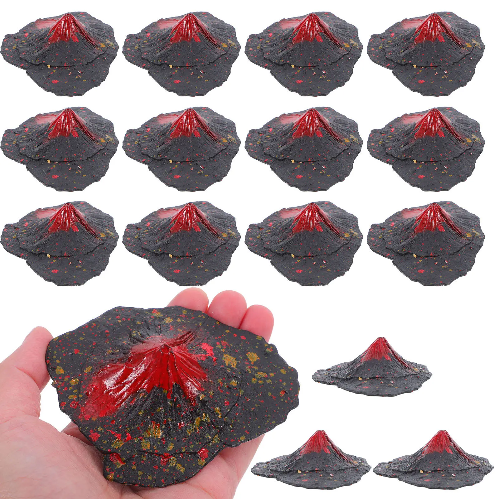 16Pcs 절묘한 미니 화산 플라스틱 장식 현실적인 분화 효과 지리 학습 보조 마이크로 풍경 분재 수족관