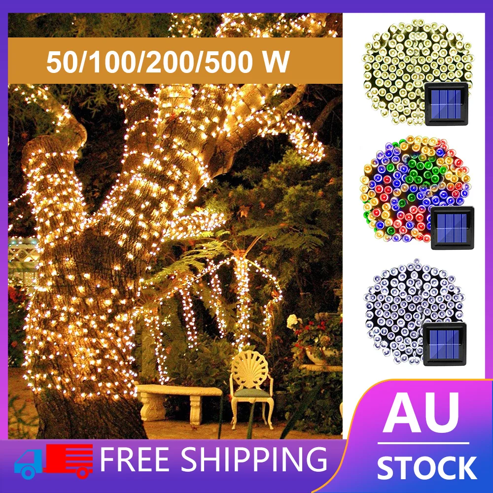 Solar String Lights 50/100/200/500 LED Outdoor Garden Christmas Party Decor