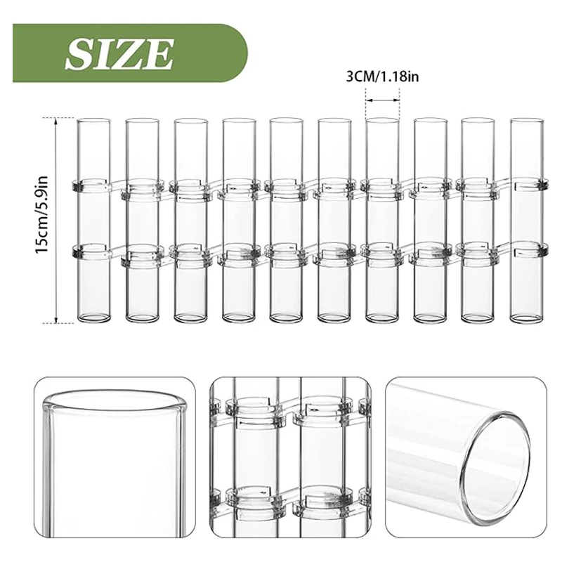 Test Tube Vase Transparent Glass Hinged Vase Hydroponics Combination Flower Appliance Living Room Office Home Decoration