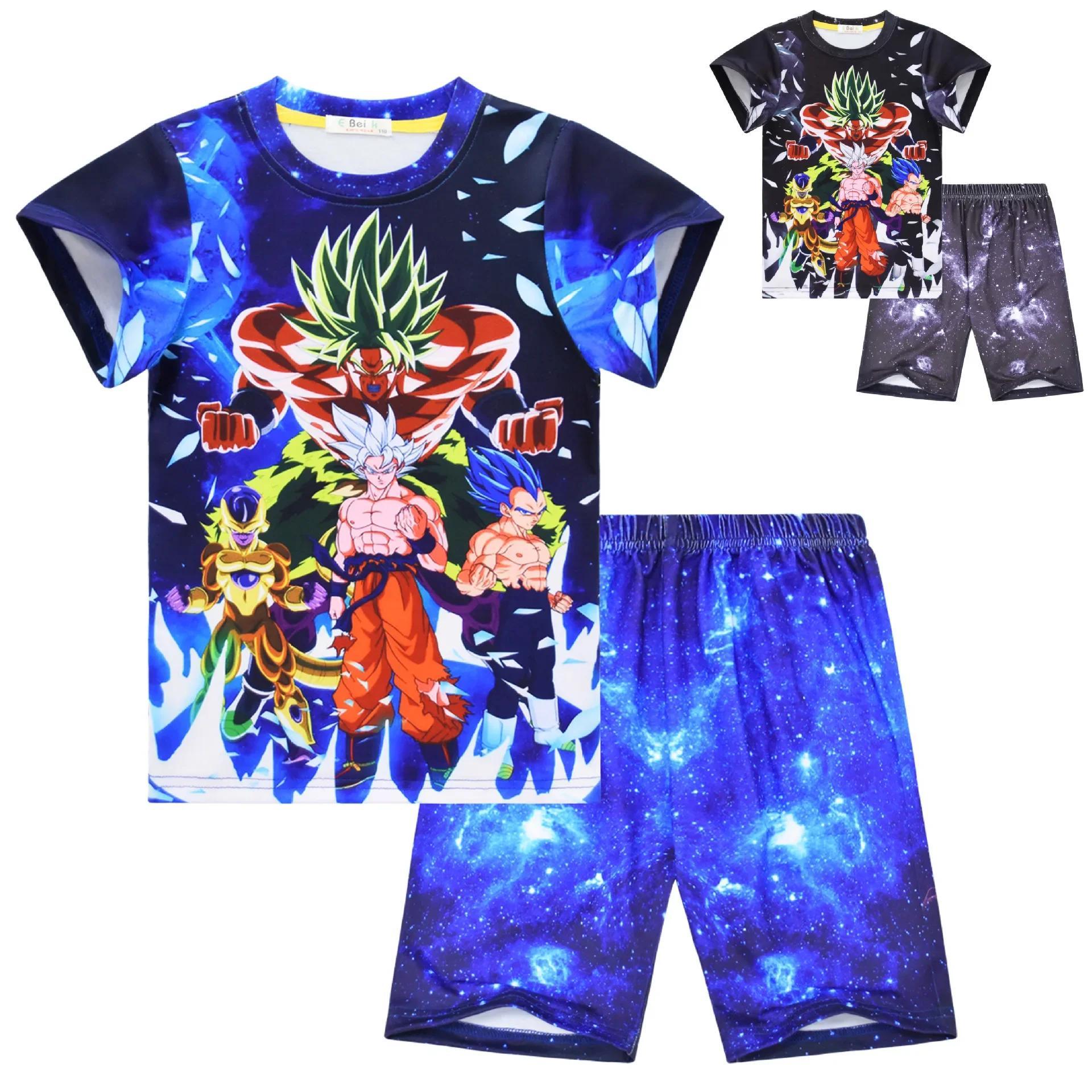 

New Anime Dragon Ball Clothing 3D Digital Printing Casual Trendy Comfortable Short-sleeved Top + Pajamas Set