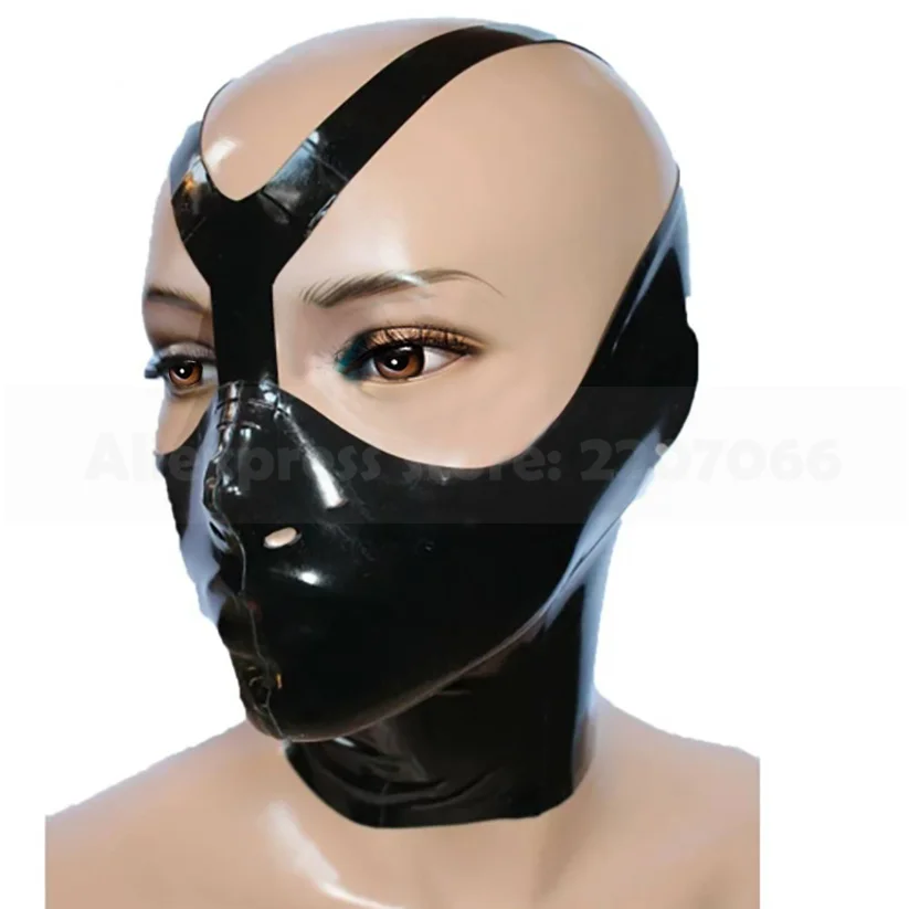 

Sexy Latex Rubber Hood With Back Zipper Fetish Headpiece Mask Handmade Costumes RLM267