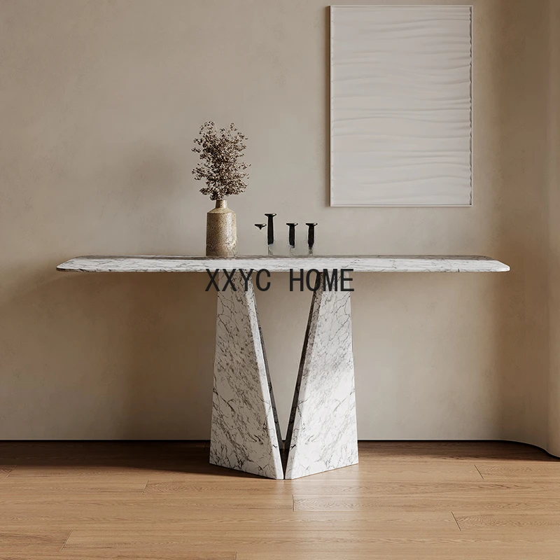 

Marble Porch Table Light Luxury Home Console Tables Storage Rack Modern Minimalist Stone Plate Entrance Cabinet