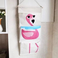 3 Large Pockets Cartoon Animal Wardrobe Storage Hanging Bag Sundries Jewelry Organizer Box Wall Pouch Cosmetics Toys Bag 2