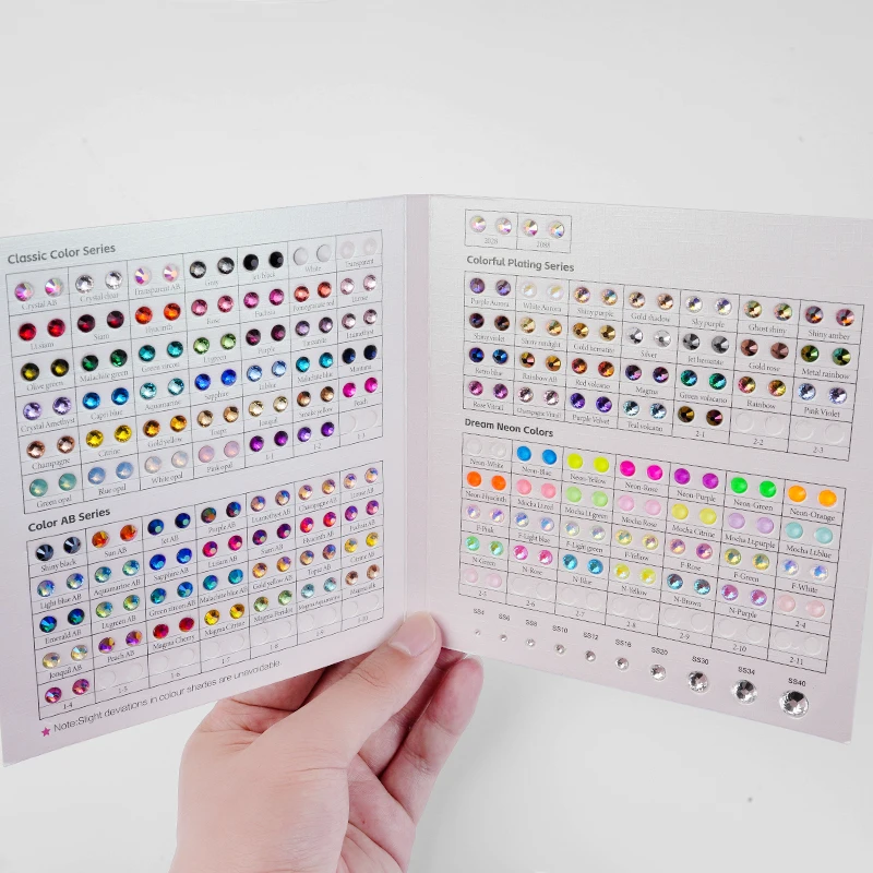 Hot Fix Rhinestones QIAO Brand Rhinestone Color Card For Compare Various Colors For Hot fix /Non Hotfix