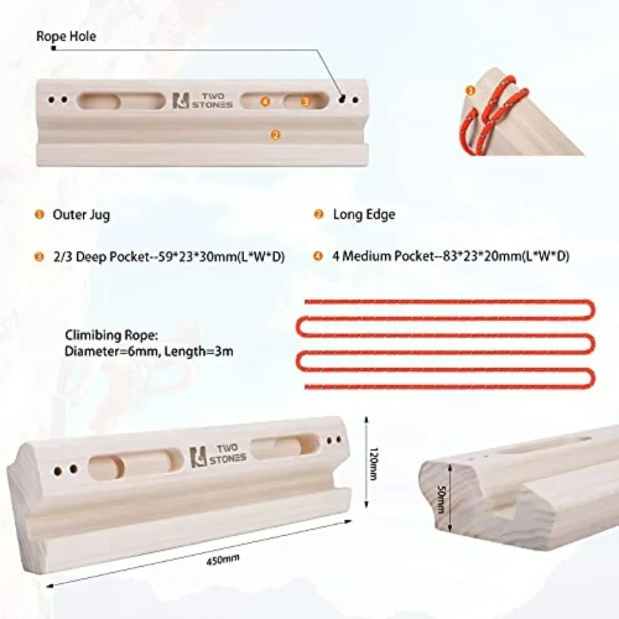 Portable Fingerboard as Rock Climbing Training Boards with Edges and Pockets, Portable Climbing Hangboard as Rock Climbing Finge