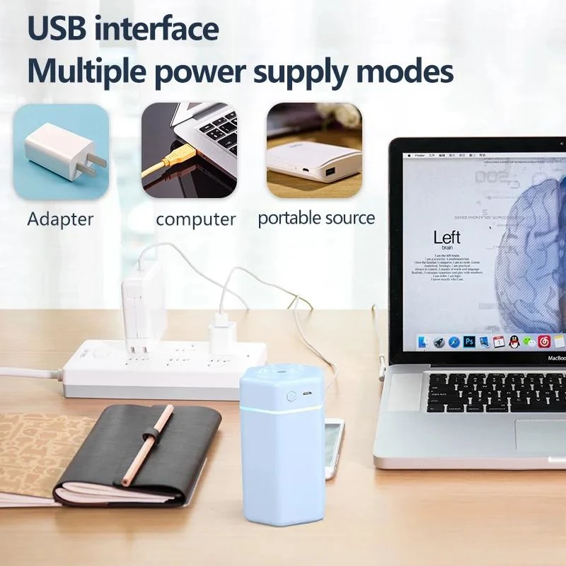 차량용 데스크탑 공기 가습기 아로마 오일 가습기, USB 차가운 안개 스프레이 색상, 부드러운 발광 청정기, 차량 가전 제품