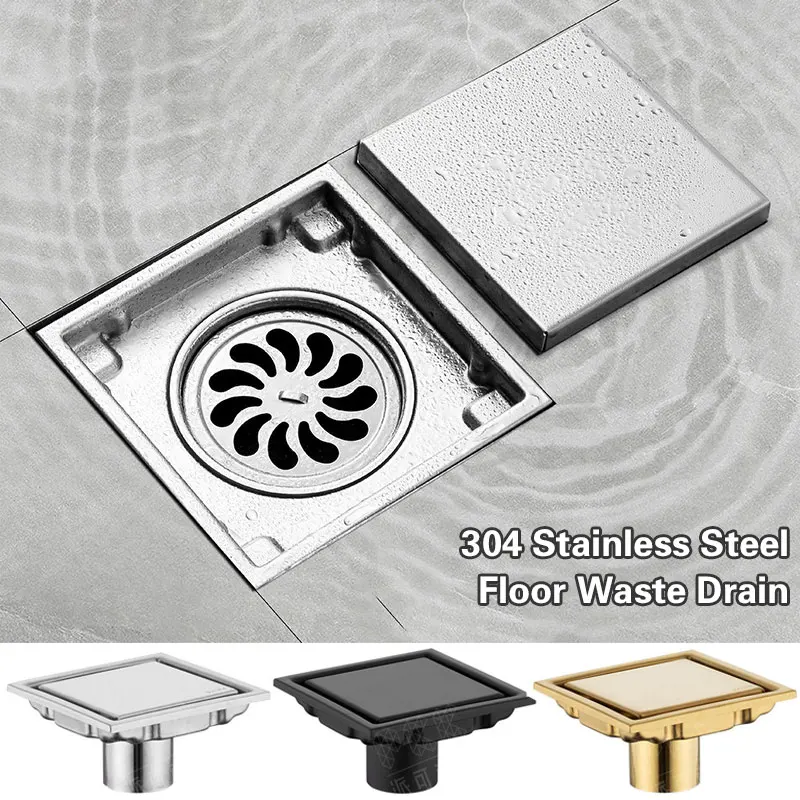 Anti-odor Tile Insert Square Floor Waste Drain Bathroom Drain Shower Grates 10/11/15cm 304 Stainless Steel Large Flow Drainer floor drain deodorant,floor drain,floor drain filter,shower drain,shower drain cover,drain filter,drain strainer
