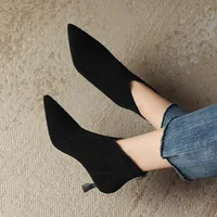 Vintage Pointed Toe Women Ankle Boots Fashion Elegant Back Zippers Short Booties Autumn Winter Ladies Concise High Heels Shoes - Image 4