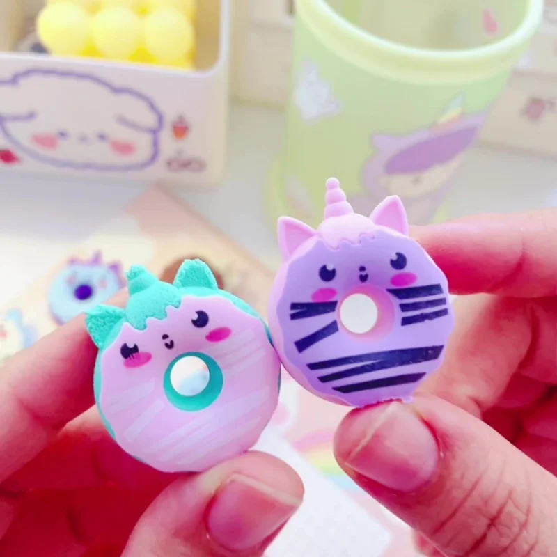 Pencil Eraser 3 Pieces/batch Cartoon Creative Donut Student Exam Children Painting Sketch Cute Kawaii Korean Stationery