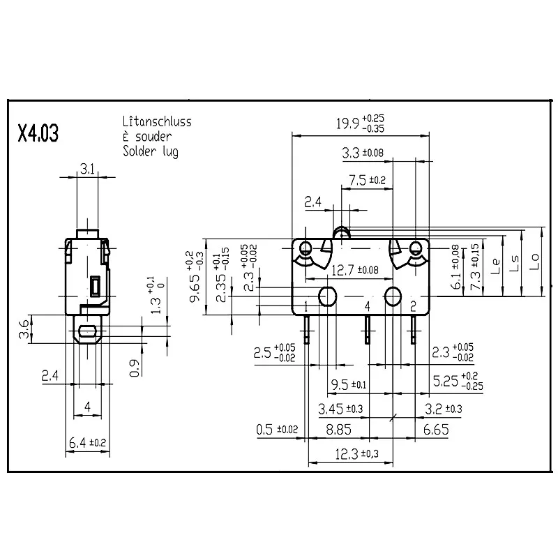 Description Picture 2 of itemOriginal new 100% X4G503K1BBFL 2pin normally open micro switch