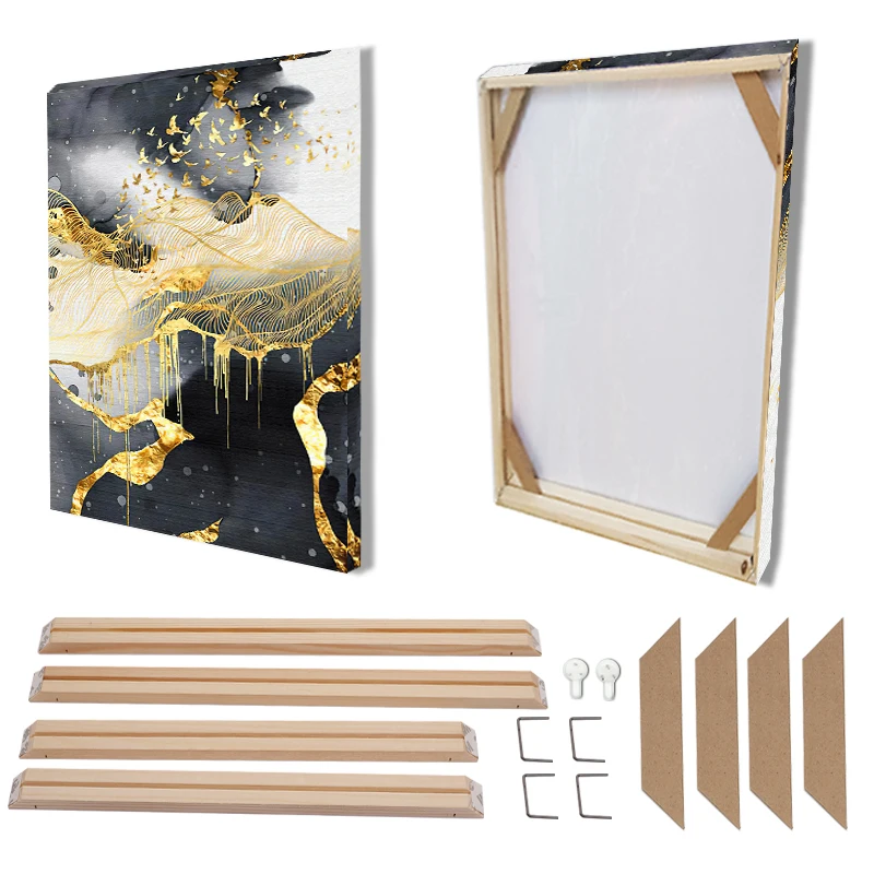Diy Houten fotolijstkit, houten canvasframe, doe-het-zelf foto, poster, frames, kit, accessoires, herbruikbare prints, stretching insteekpen, muurkunst, woondecoratie (breedte 45 cm, hoogte 45 cm