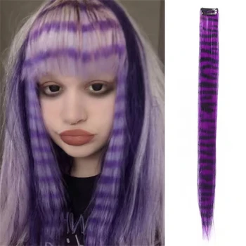 Synthetic Colourful and Vibrant Leopard Print Clip In Hair Extensions For Everyday and Party Use Kids and Cosplay Y2K Style