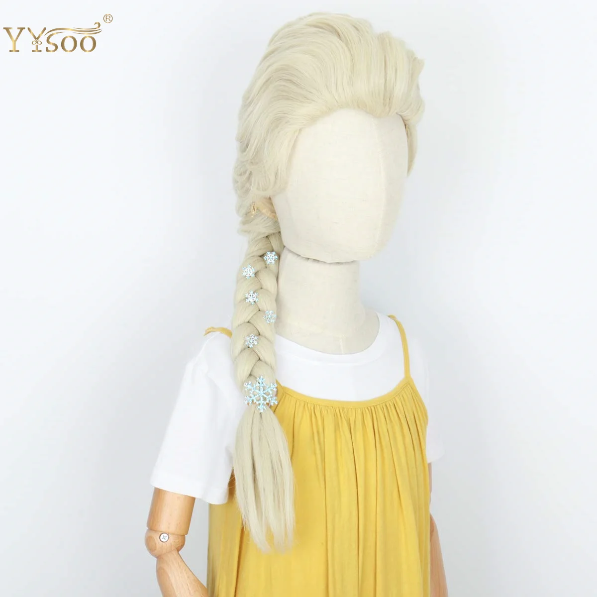 Yysoo The Girl's Cosplay Wig Long White Braid Synthetic Wigs For Kids