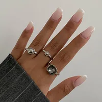 Fashion Grey Crystal Geometric Ring Women Design Silver Color Square Finger Rings Asymmetrical Zircon Daily Wear Jewelry Gifts 1