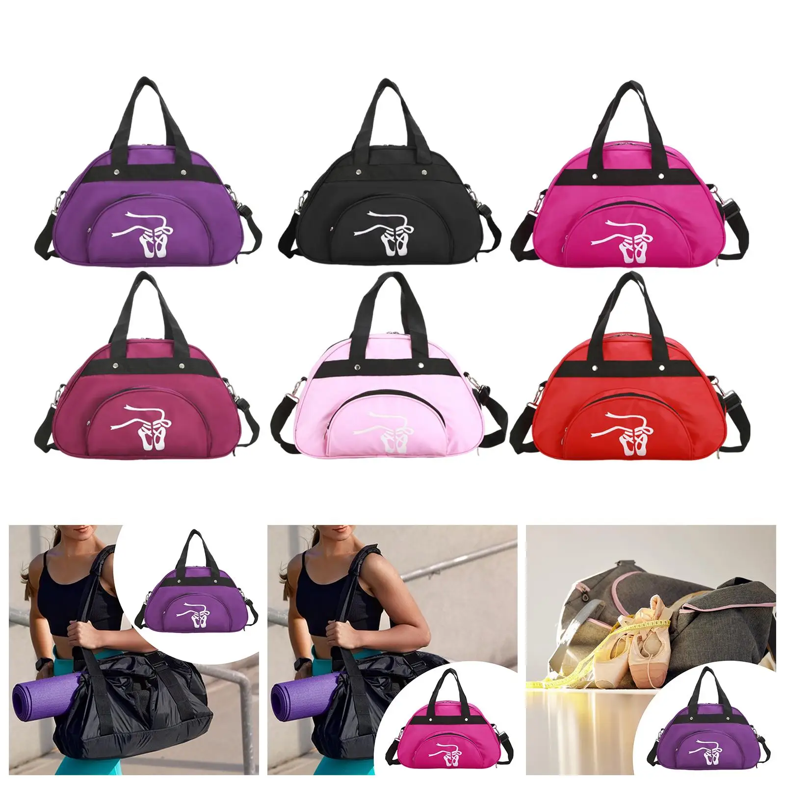 Dance Duffle Bag, Lightweight with Shoe Compartment Girls Garment Shoe Dance for Ballet Dancer