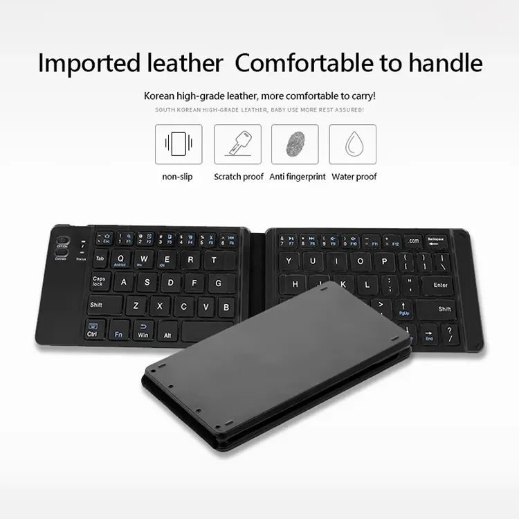 Wireless Folding Keyboard Rechargeable Foldable Bluetooth Keyboard for iPad IOS/Android/Windows Tablet