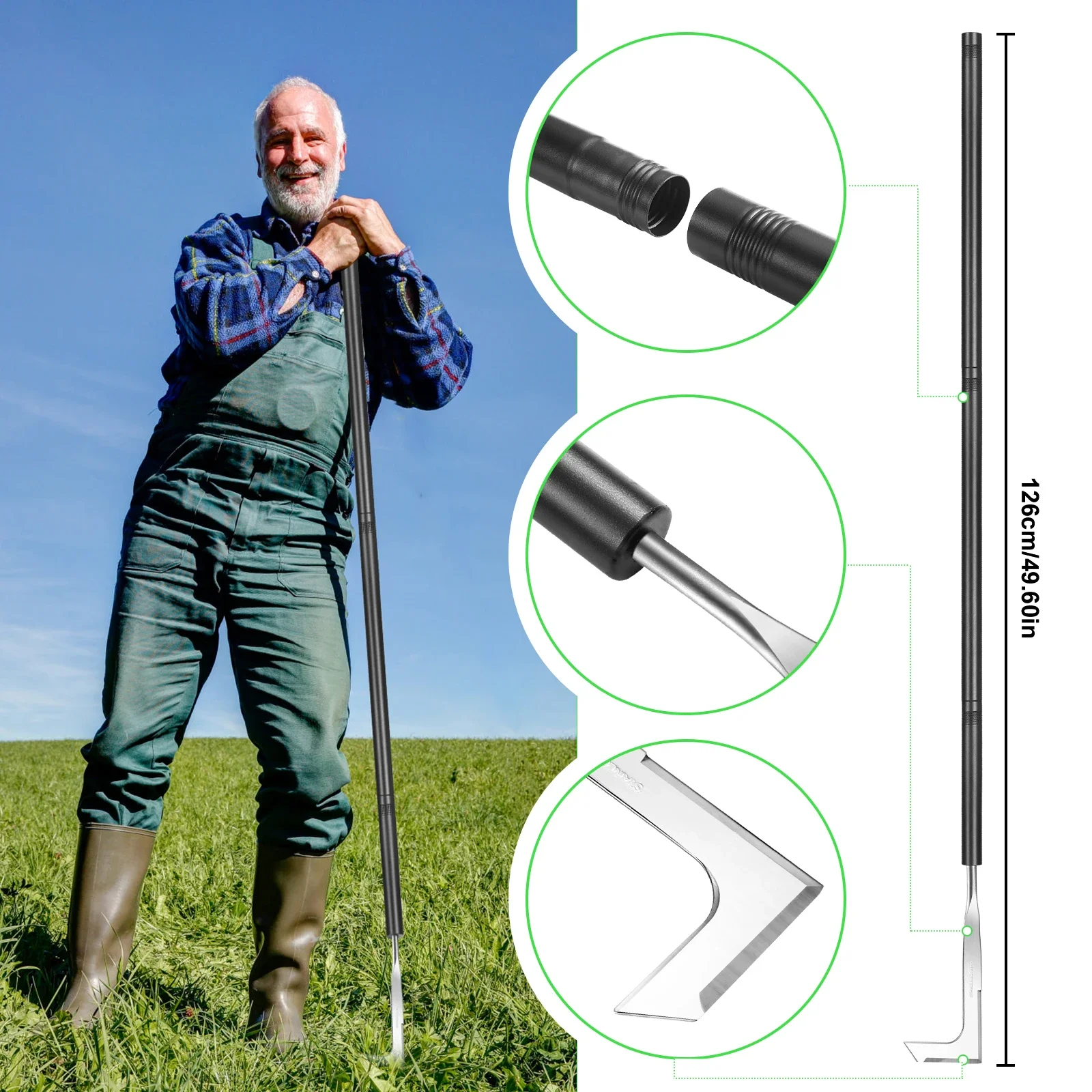 L Shaped Hand Crevice Weeder Root Remover Tool Outdoor Weeder Portable Weed Puller Handled Up Manual Stainless Steel Garden Tool