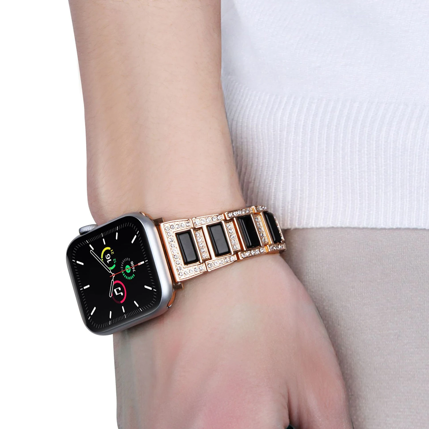 2025 hochwertiges, luxuriöses, mit Diamanten besetztes Edelsteinarmband für Apple Watch Ultra1/2 49 mm S10/S9/S8/S7-S3 für iwatch Serie 46/45/44/42 – Detail 15