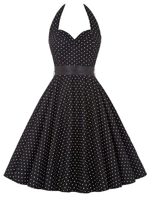 112586-fdb10e.jpg Robe d'été décontractée femmes à pois rétro Robe trapèze Pin Up Robe Vintage années 60 50 Rockabilly Robe d'été