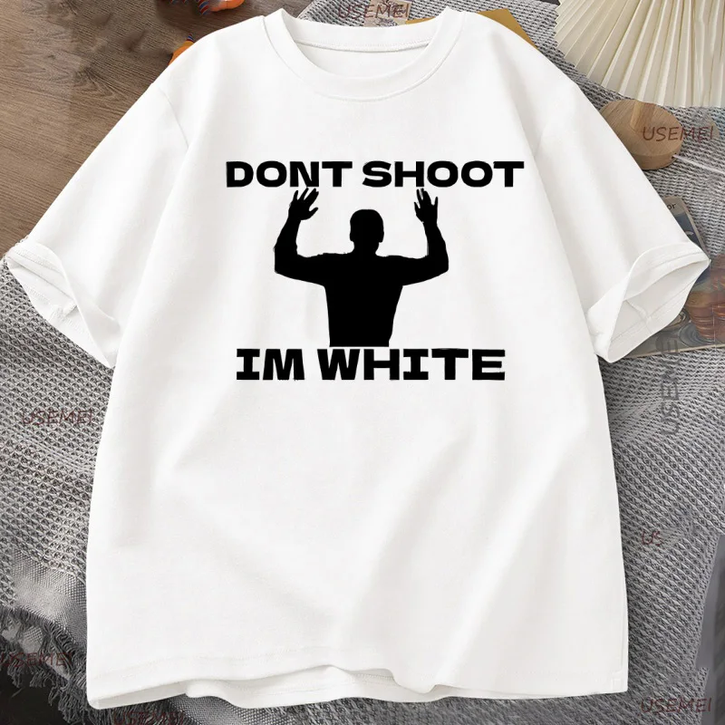 재미있는 유머 Don't Shoot 그래픽 T 셔츠 남성 코튼 반팔 티셔츠 티셔츠 캐주얼 통기성 루즈 라운드 넥 티셔츠 탑