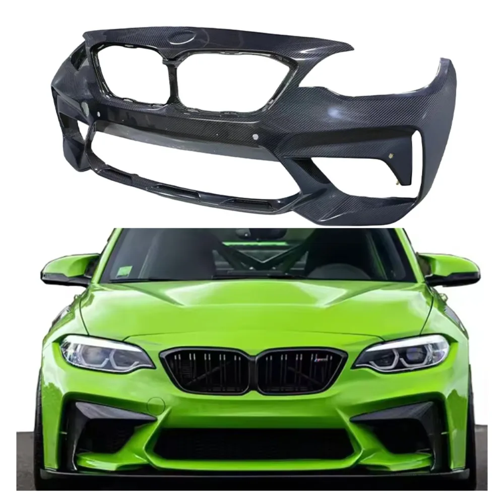 For BMW F87 M2 M2C Genuine Dry Carbon Fiber Front Bumper 2014- Trailer Cover Spoiler Diffuser Body Kits Trim Car Accessories