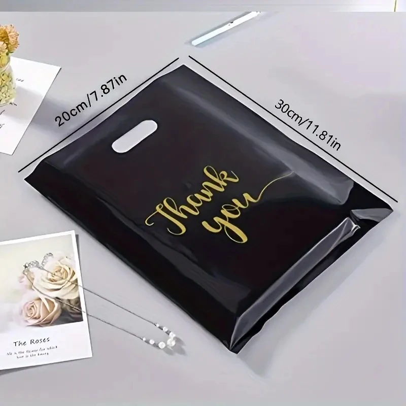 20 stücke extra dicker wieder verwendbarer Kunststoff danke Taschen perfekte Geschenke Einzelhandel Shopping Party Taschen robuste und langlebige Verwendung – Detail 7