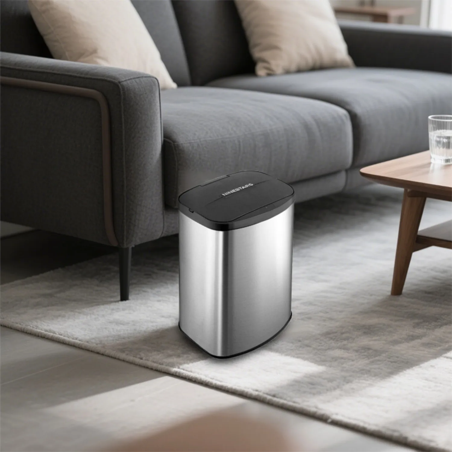 Rectangular standing trash bin