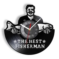 The Best Fisherman Fishery Wall Clock Funny Fishing Man Vintage Vinyl Record Wall Clock Gift For Fisherman Dad Fishing Lovers 1