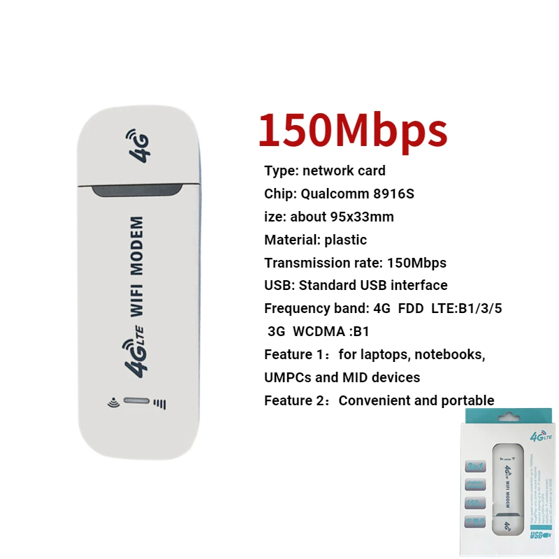 Routeur 4G Airbox 150Mbps Pocket Wifi 3G Mobile Modem avec carte