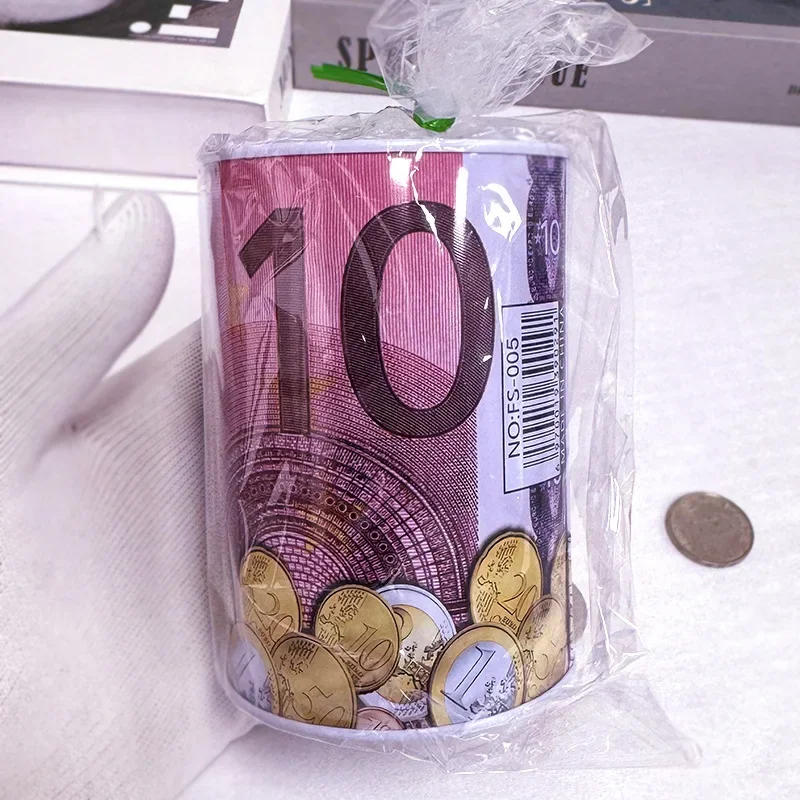 Creative Tinplate Cylinder Piggy Bank Euro Dollar Picture Box Household Saving Money Box Home Decoration Money Boxes 6