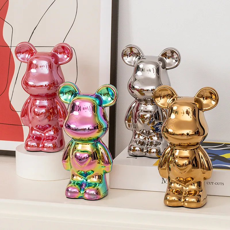 Nordic light luxury trend electroplating cute honey bear decoration furniture Creative arts&crafts decorative children's toys