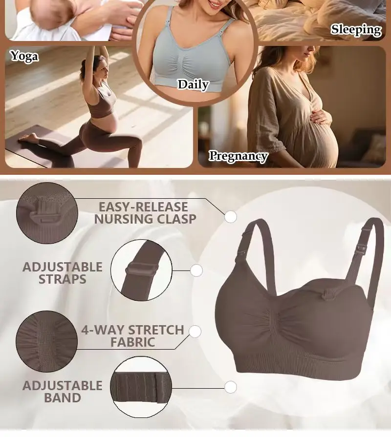 Maternity Nursing Bra 4 Pack | Wireless Breastfeeding Bra S3e363eeb8e5a456abbca17c4a423d7f9r