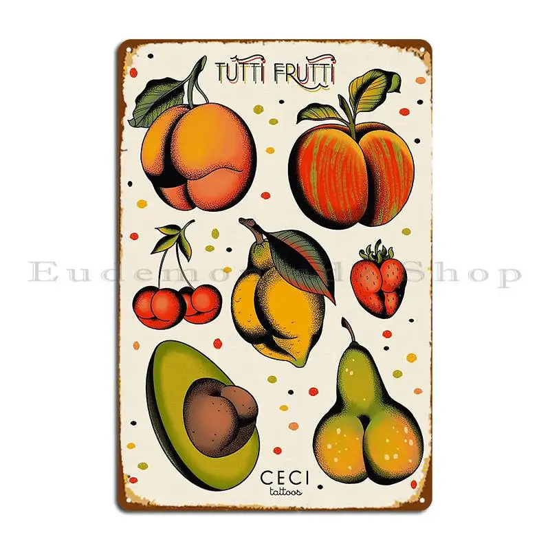 Tutti Frutti Frutti Frutti Sexy Tattoo Flash Metal Platform Poster Party Wall Decor Placche Pittura Crea Tin Sign Poster