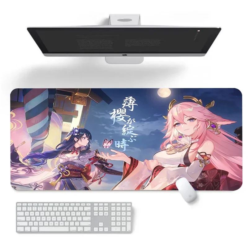 

Mousepad Xxl Mouse Pad Free Shipping Geshin Impact Yae Miko Large Desk Mat Computer and Office Deskpad Gamer Cabinet Gaming Mats