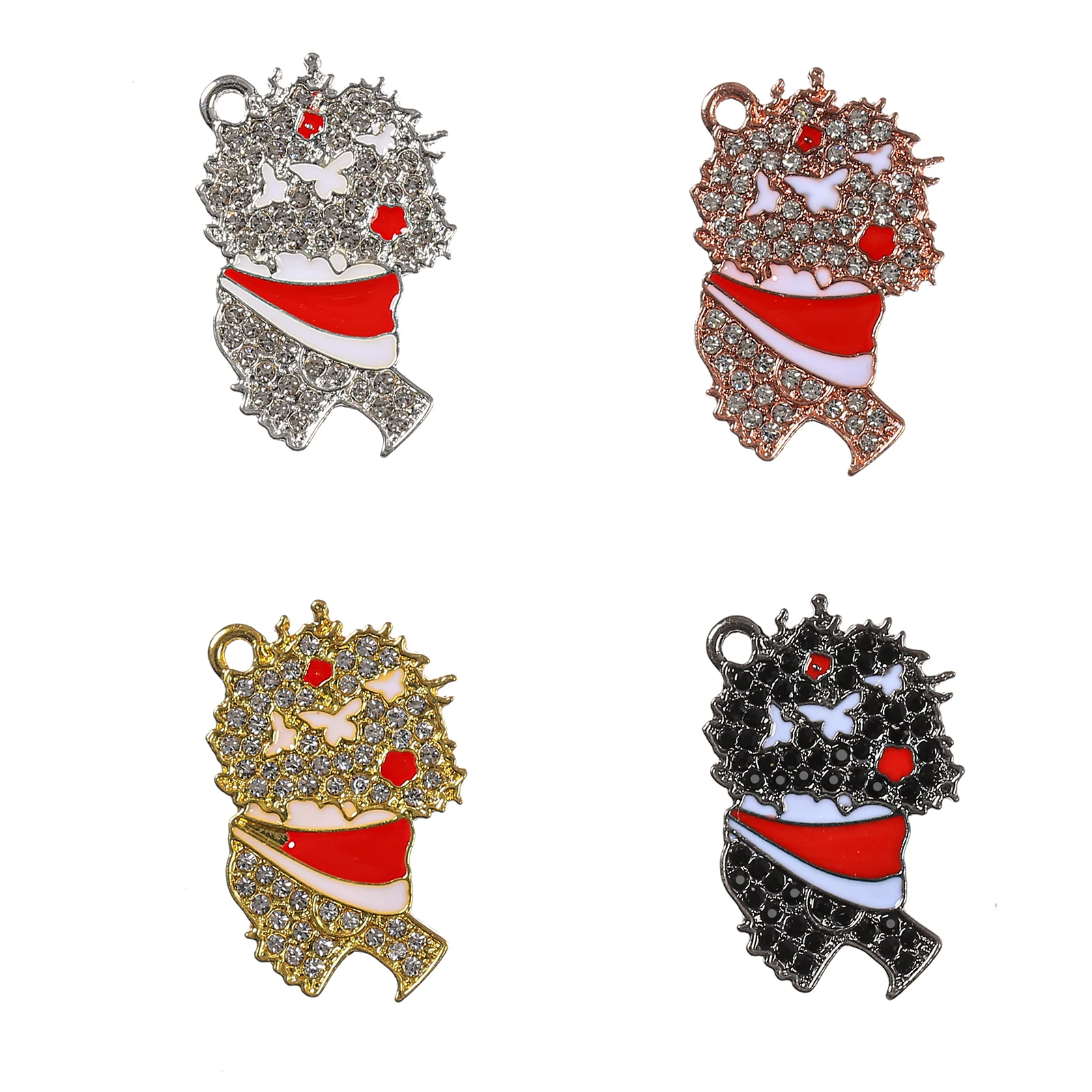 

10pcs Red White Headband Afro Queen Charm Black Girl Pendant for Bracelet Necklace Making Jewelry Supply Wholesale BGR194-BGR197