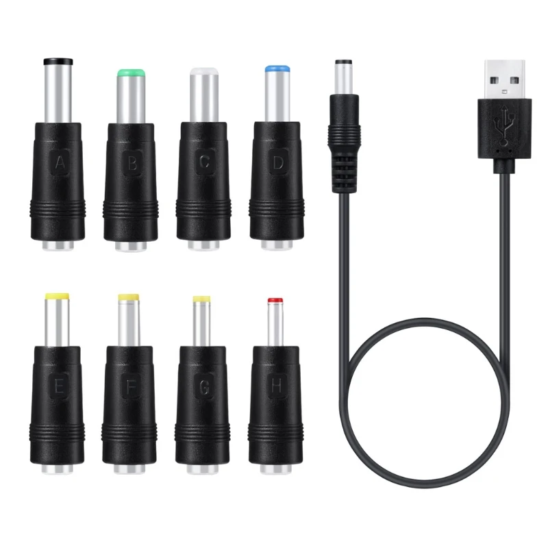 20CB Universal 5V for DC Power Cable USB to for DC 5.5x2.1mm 3.5mm 4.0mm 4.8mm 6.4mm Plug Charging Cord Adapter Fit for Route